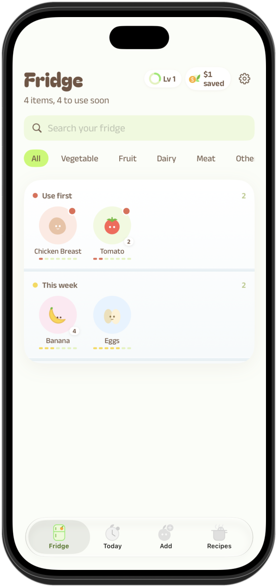 Freshlings iOS app shown in a clean phone mockup